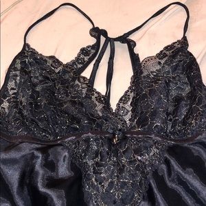 Black silk teddy